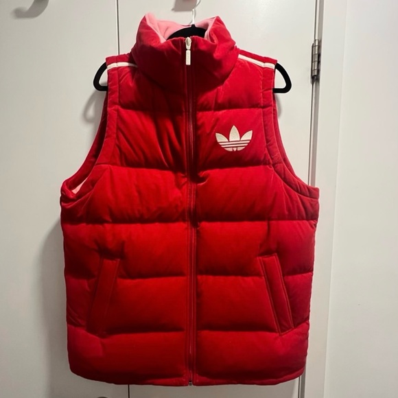 adidas Adicolor Heritage Red Velvet Puffer Vest (L) - Picture 4 of 7